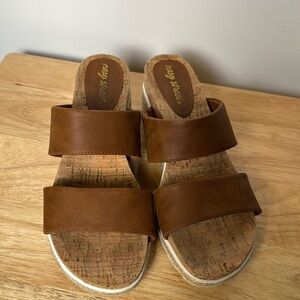 Easy Street Womens Maryann Slip On Open Toe Wedge Sandals Shoes size 8